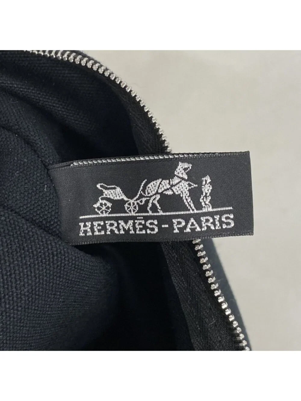 Hermes Tote Bora PM Canvas Black Silver